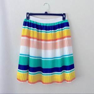 Merona Striped Pleated Elastic Waist Multi Color Skirt Size Medium